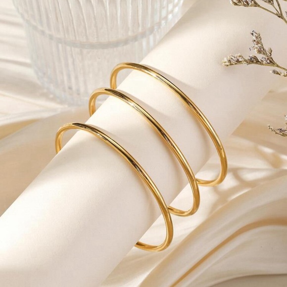 Jewelry - Women 3Pcs/Set Stainless Steel Solid Bangle